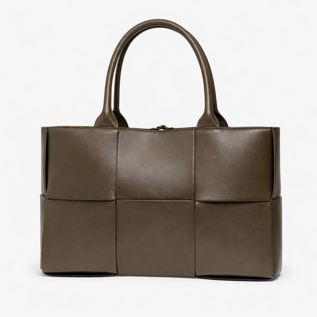 Purple Woven Vegan Leather Tote Bag