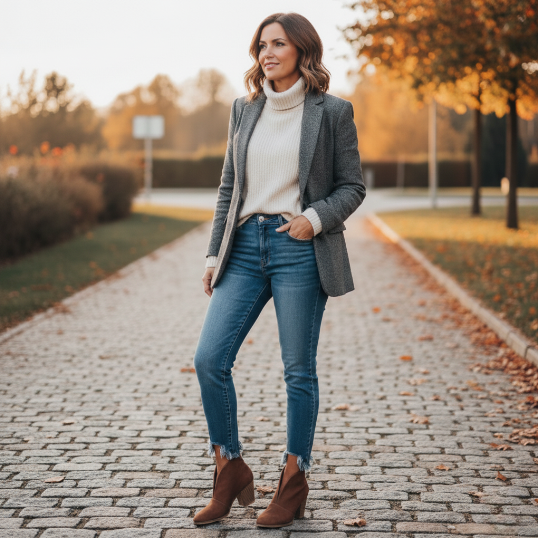 Women's Almond Toe V-Cut Chunky Heel Ankle Boots