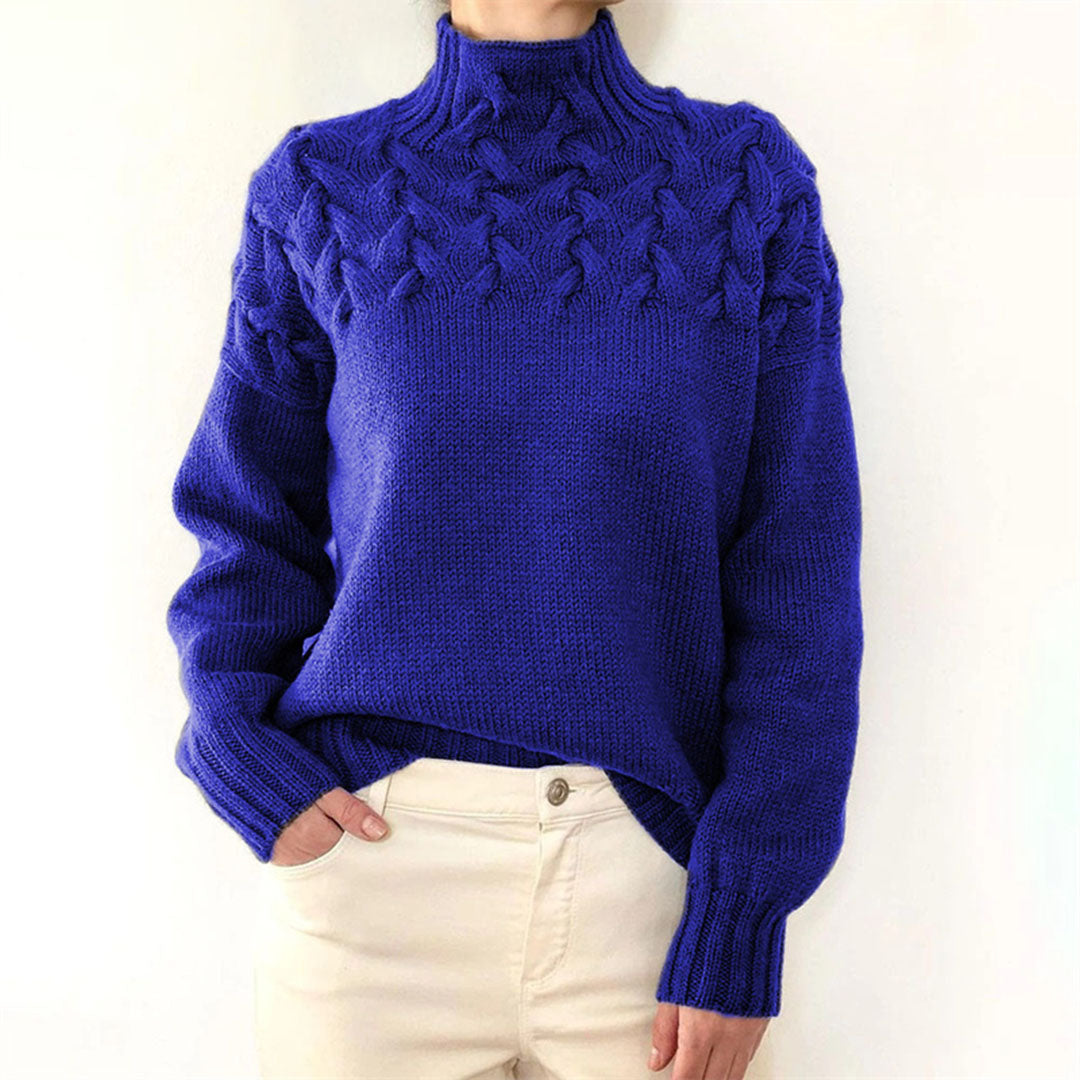 Oversized Cashmere-Look Turtleneck Jumper — Blue
