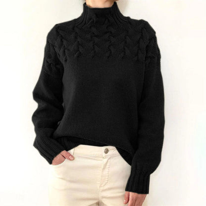Oversized Cashmere-Look Turtleneck Jumper — Black