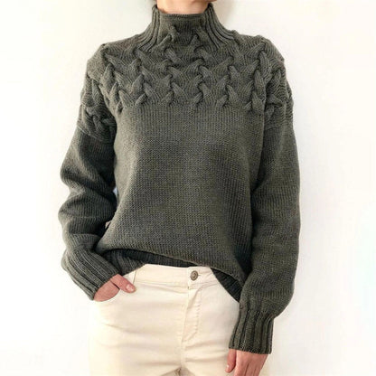 Oversized Cashmere-Look Turtleneck Jumper — Grey