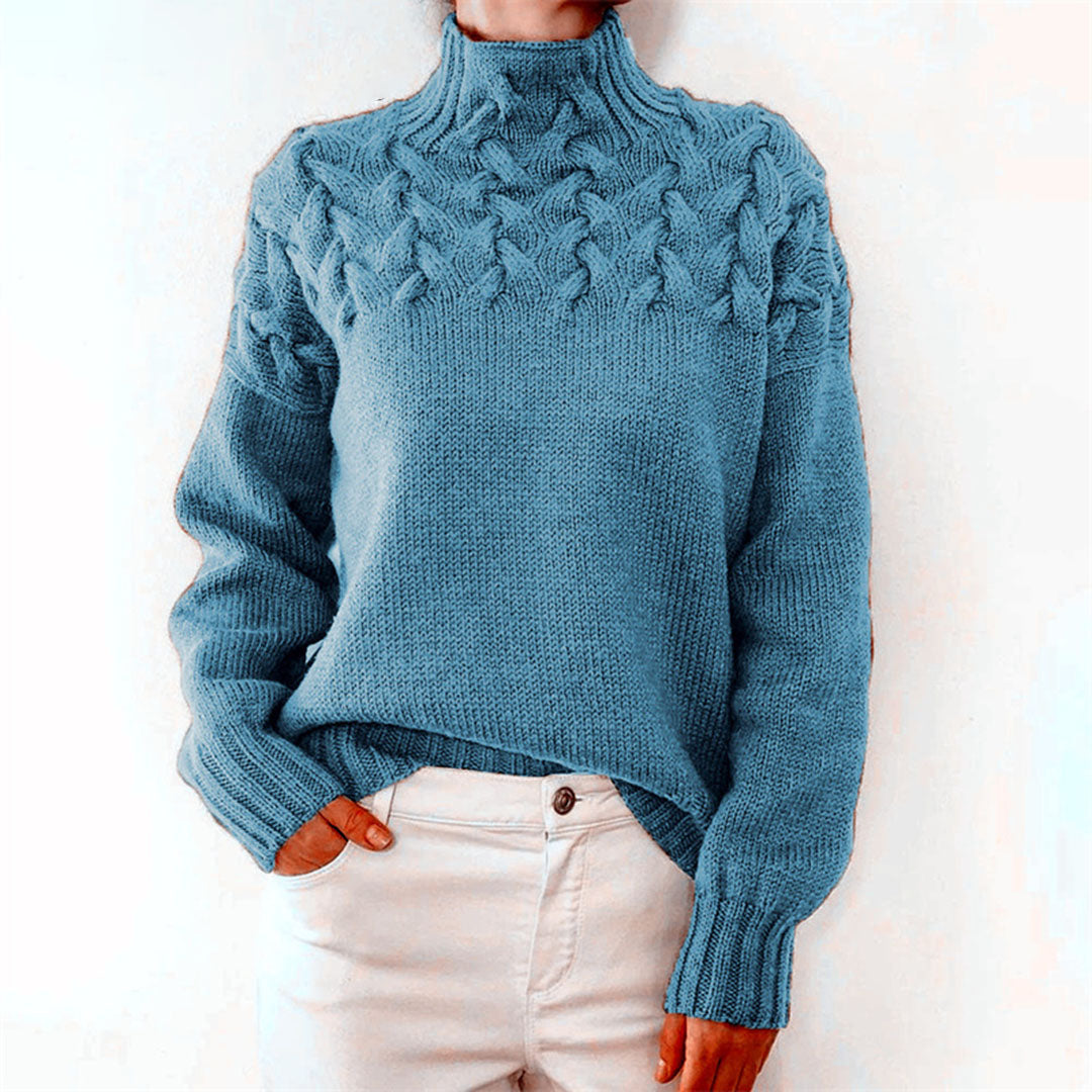 Oversized Cashmere-Look Turtleneck Jumper — Sky Blue