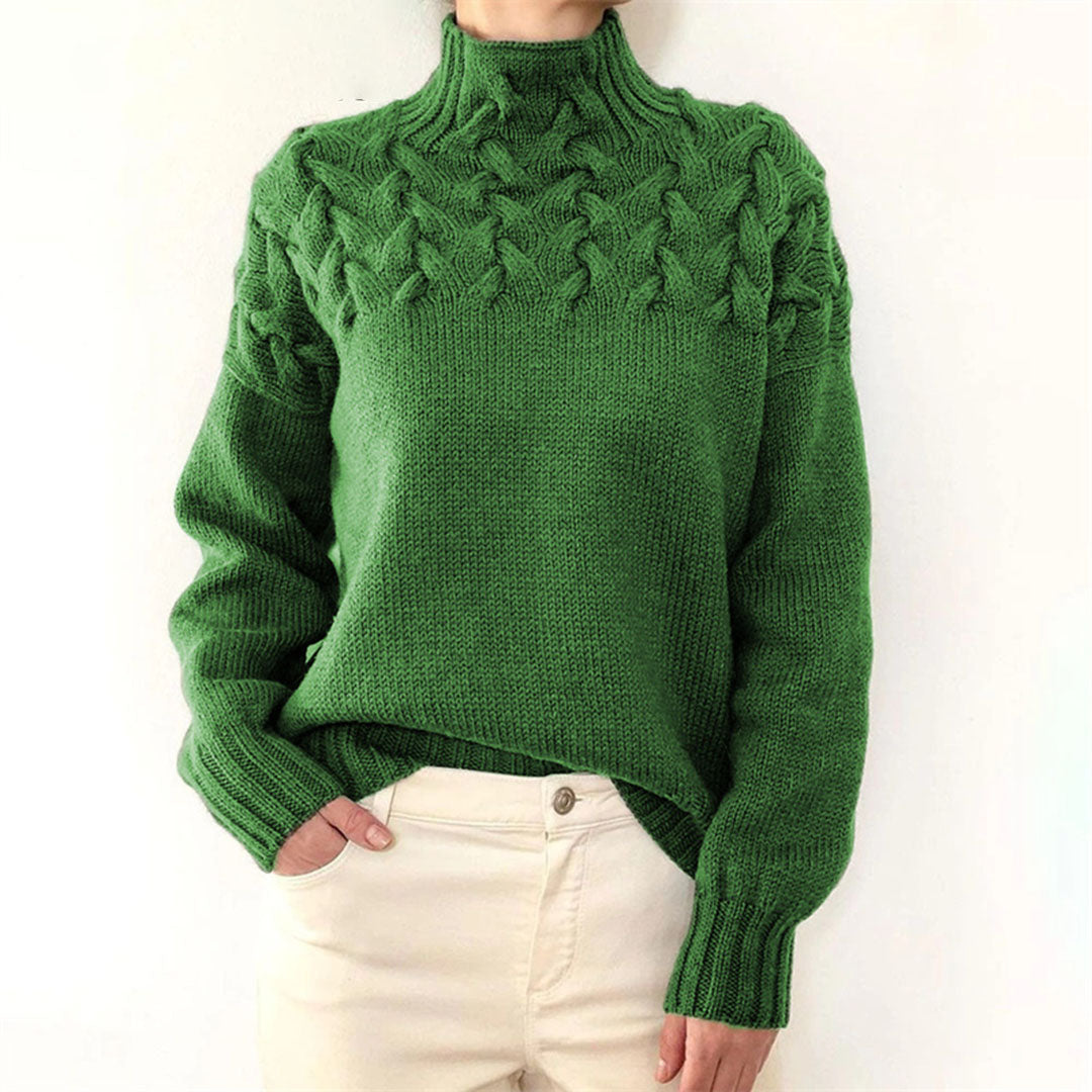 Oversized Cashmere-Look Turtleneck Jumper — Green