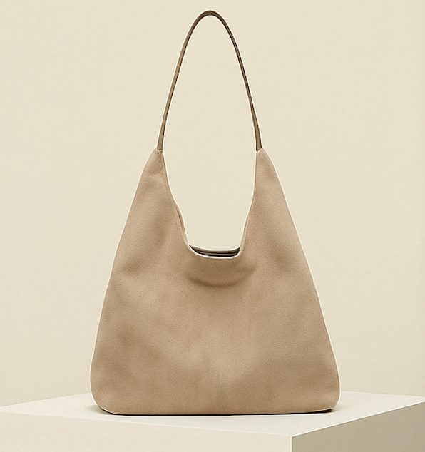 Soft Structured Hobo Tote Bag with Top Handle — Apricot