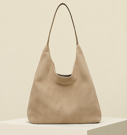 Soft Structured Hobo Tote Bag with Top Handle — Apricot