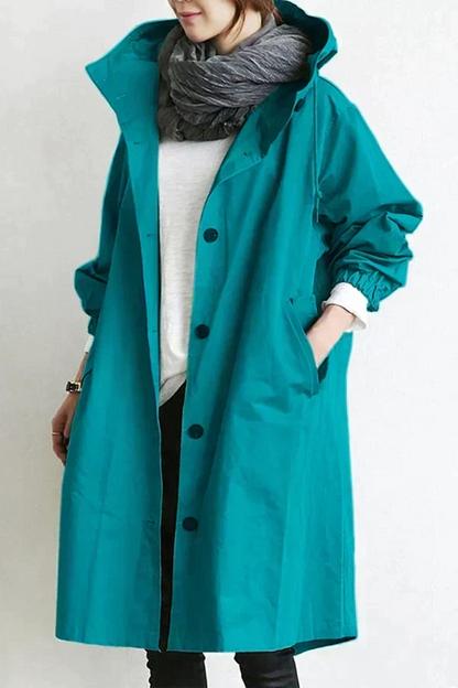 Waterproof Breathable Hooded Raincoat for Women — Turquoise