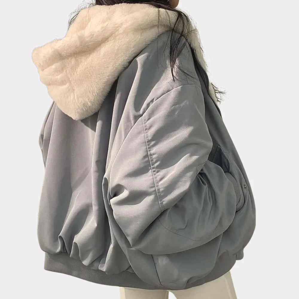 Reversible Cotton Fleece Hooded Winter Coat