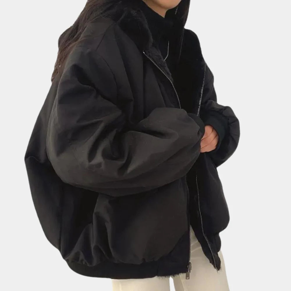 Reversible Cotton Fleece Hooded Winter Coat