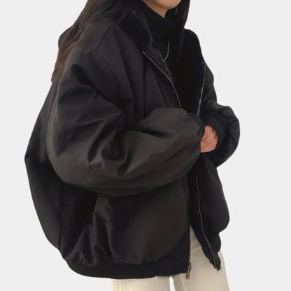 Reversible Cotton Fleece Hooded Winter Coat