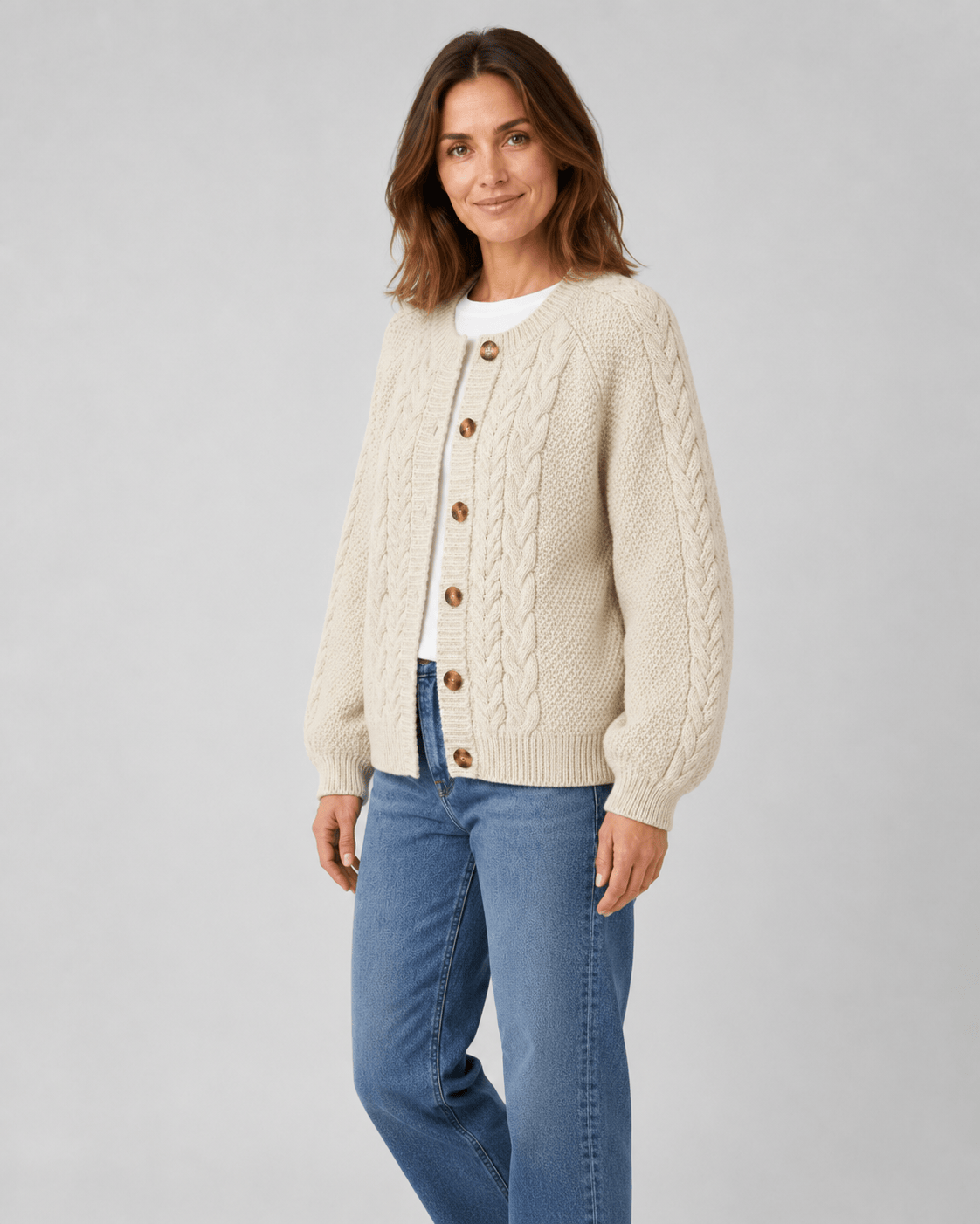 Women's Cable Knit Button Front Cardigan