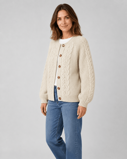 Women's Cable Knit Button Front Cardigan