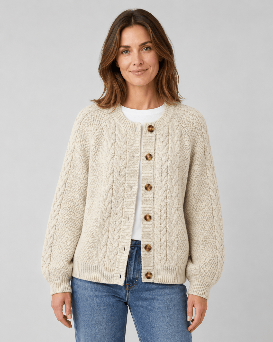 Women's Cable Knit Button Front Cardigan