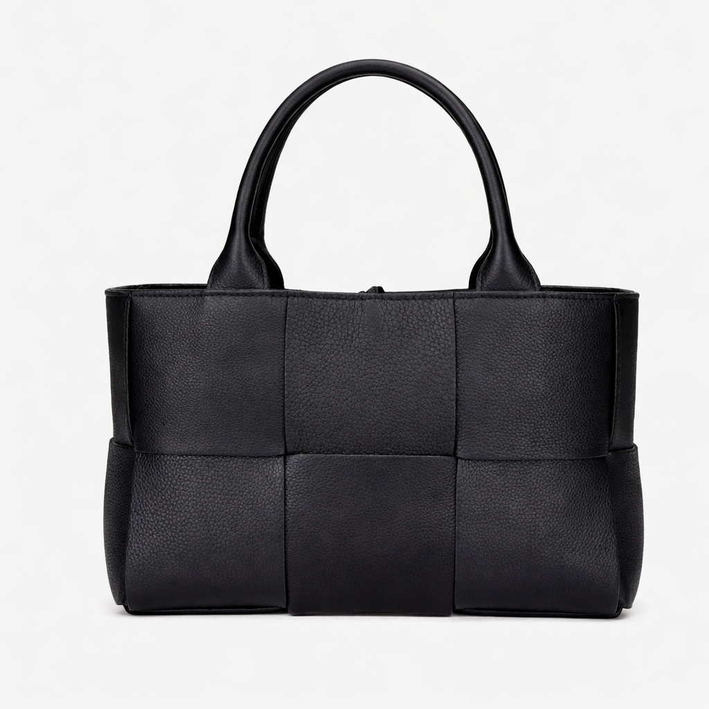 Purple Woven Vegan Leather Tote Bag
