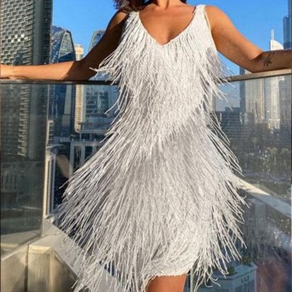 Women's Fringe Above-Knee Soft Dress