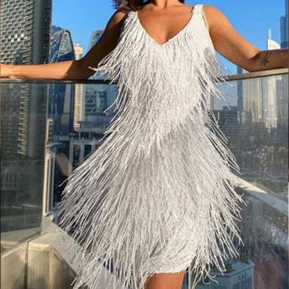Women's Fringe Above-Knee Soft Dress