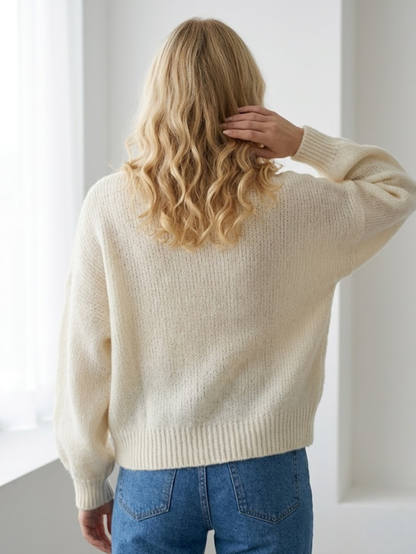Women's Cream Braided Knit Cardigan – Everyday Comfort
