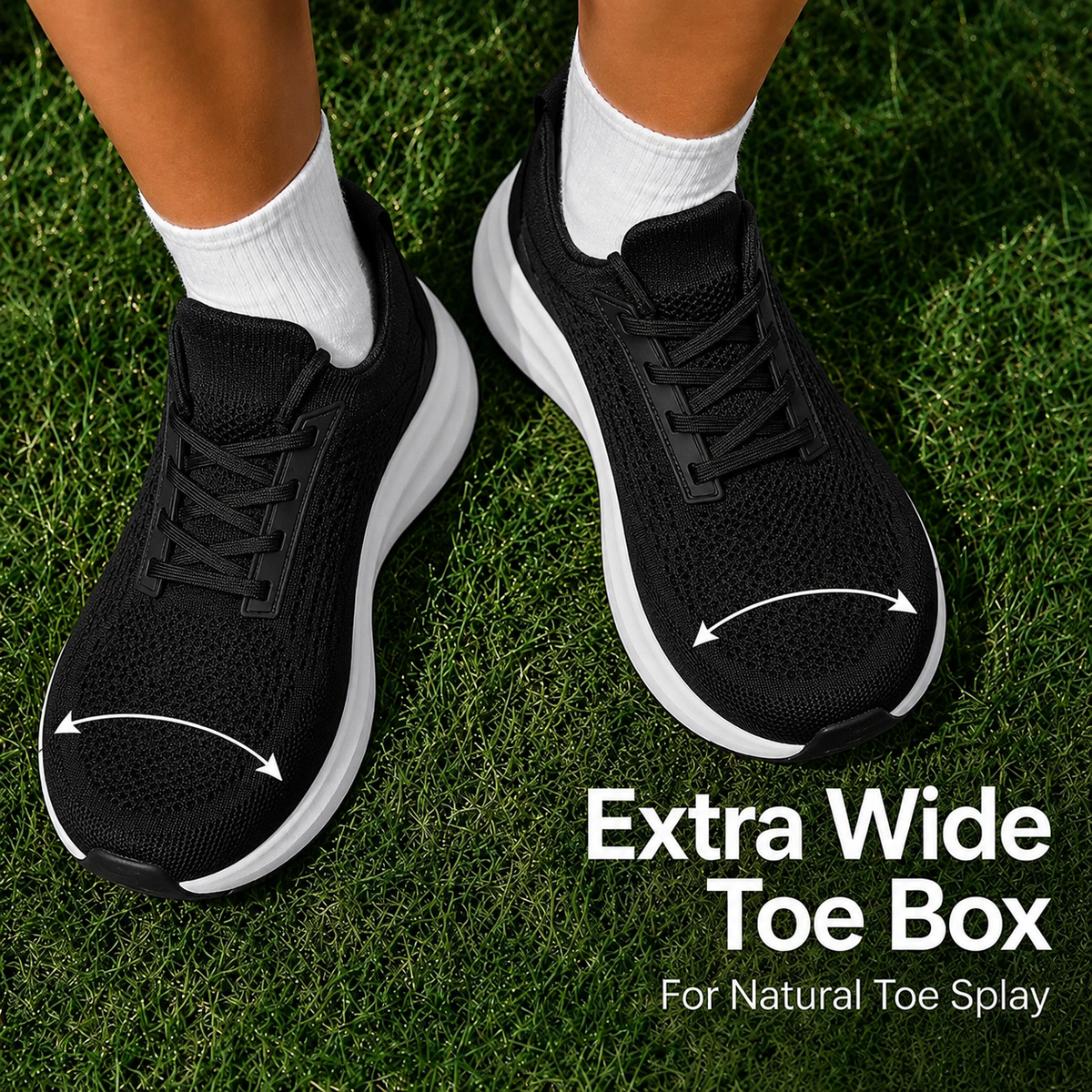 Knit Walking Shoes with Spacious Toe Box