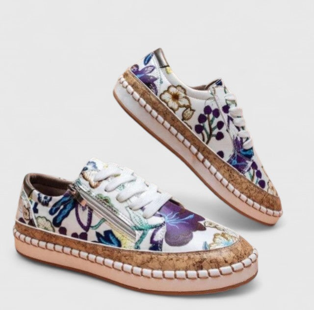 Cushioned Slip-On Walking Shoes — Blue Flora