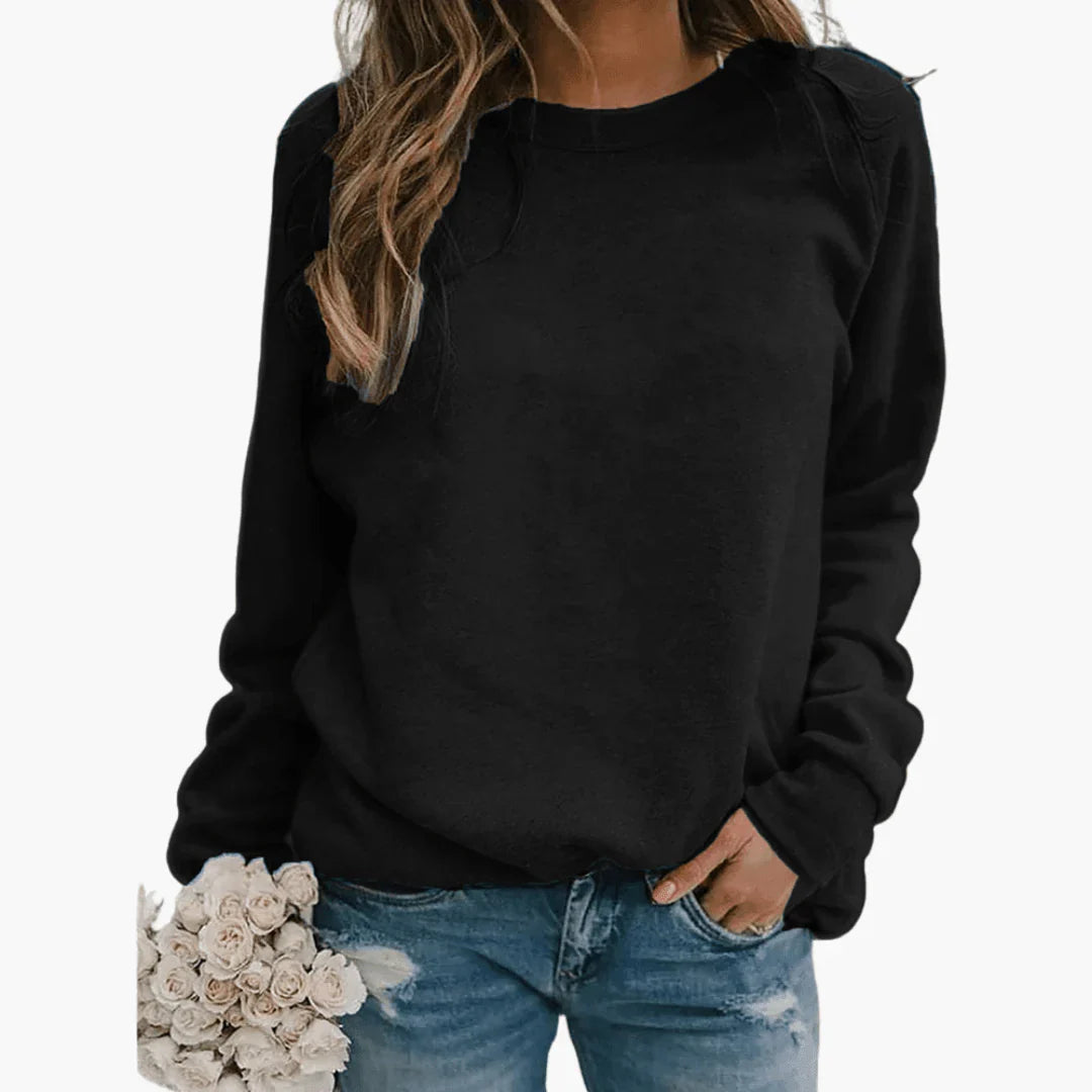 Striped Knit Pullover | Long Sleeve Round Neck Jumper — Black