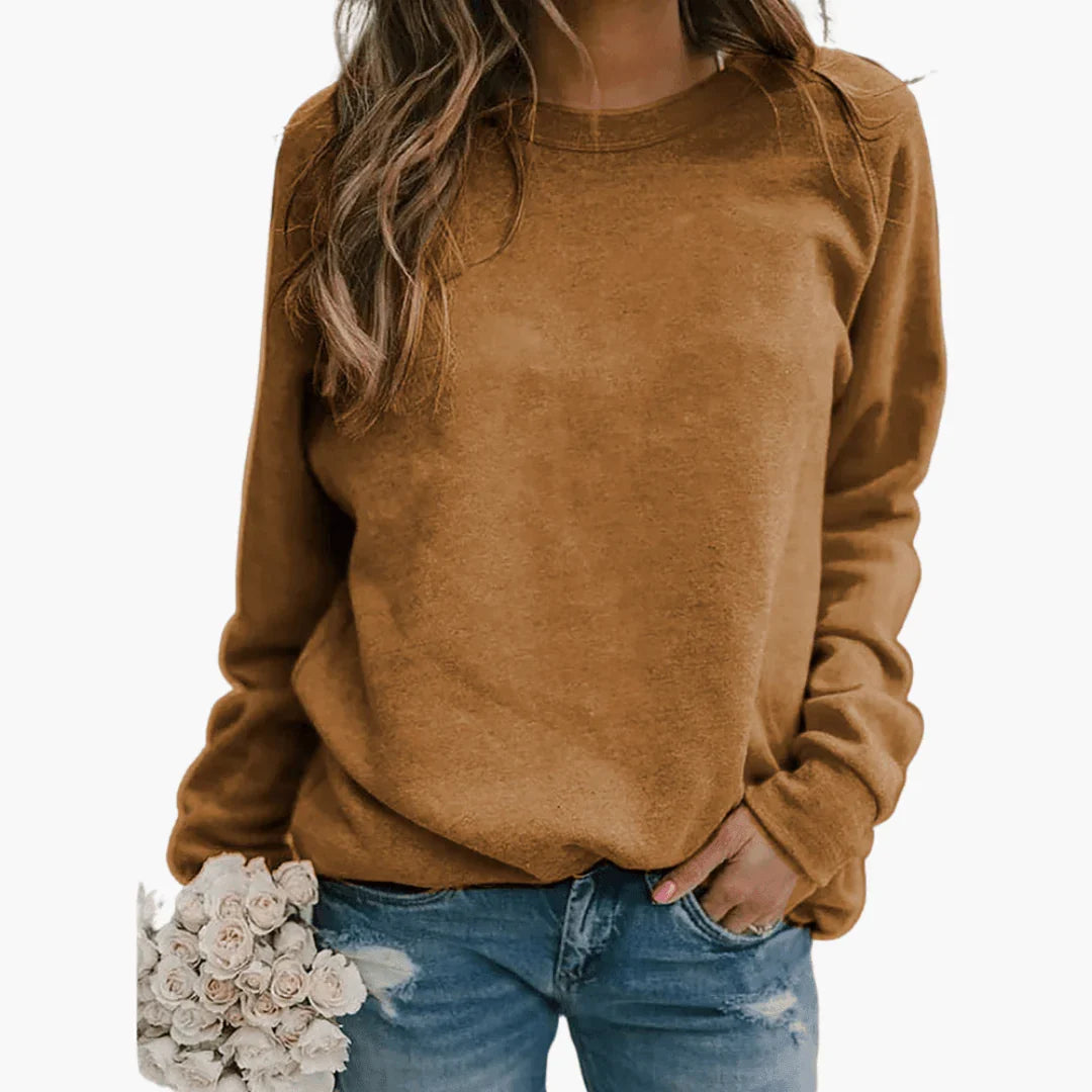 Striped Knit Pullover | Long Sleeve Round Neck Jumper — Khaki