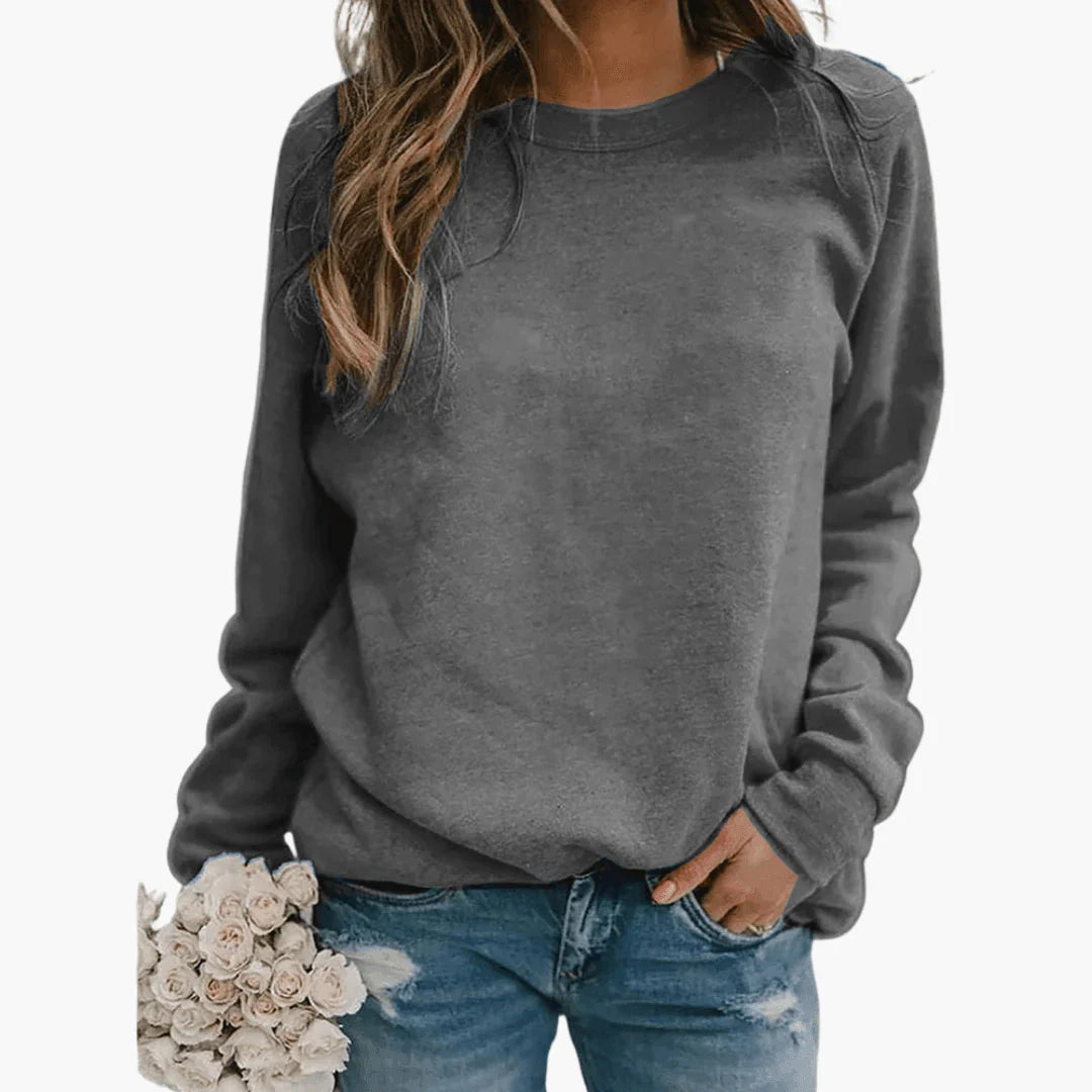 Striped Knit Pullover | Long Sleeve Round Neck Jumper — Grey