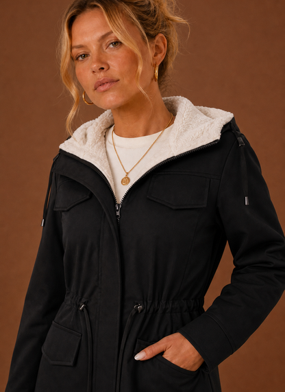 Hooded Fleece-Lined Parka Jacket - Long Winter Coat