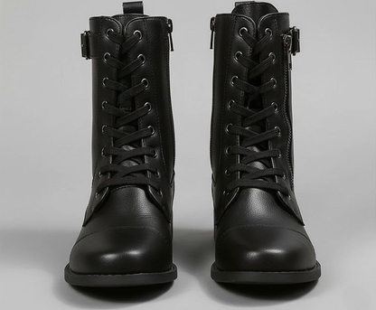 Brown Orthopedic Ankle Boots with Side Zip — Black