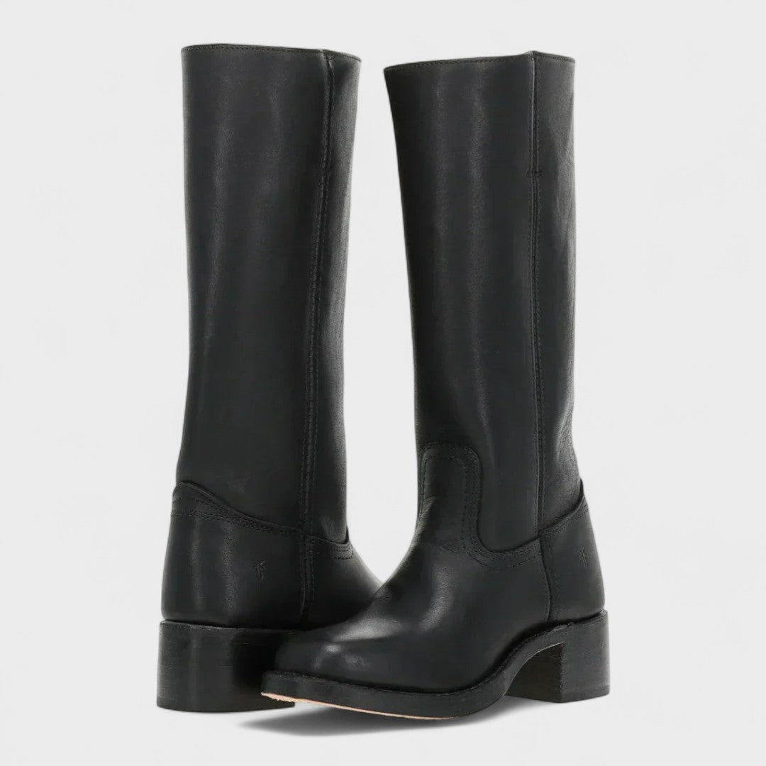 Women's Leather-Look Block Heel Knee-High Boots