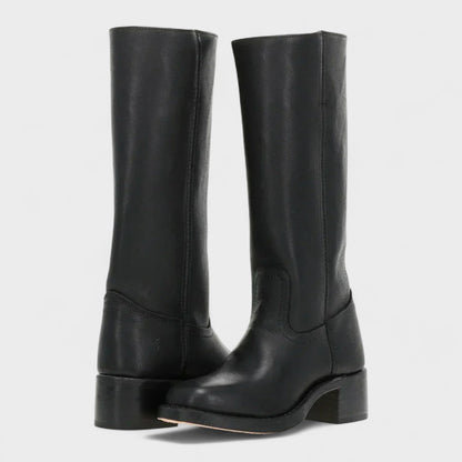 Women's Leather-Look Block Heel Knee-High Boots