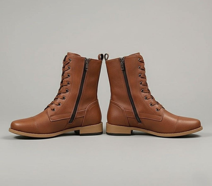 Brown Cushioned Ankle Boots with Side Zip