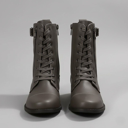 Cushioned ankle boots with side zip in grey