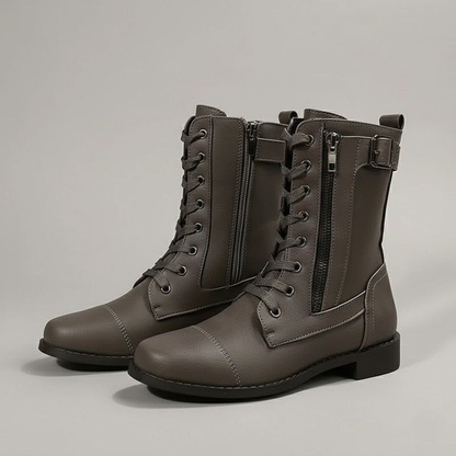 Brown Cushioned Ankle Boots with Side Zip