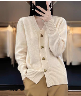 Soft Knit Cardigan with Heart Buttons – Everyday Comfort — White
