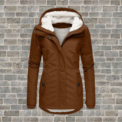 Hooded Winter Coat with Cosy Padded Lining — Brown