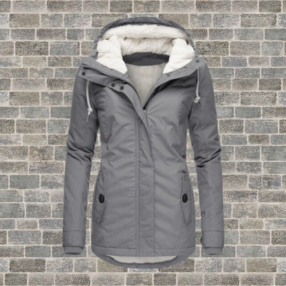 Hooded Winter Coat with Cosy Padded Lining — Grey
