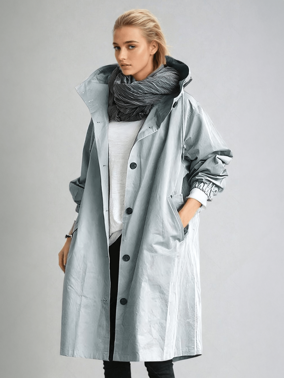 Classic Tailored Trench Coat for Effortless Everyday Style — Light Blue