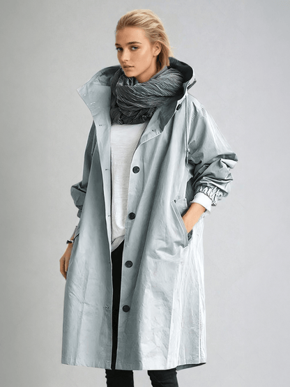 Classic Tailored Trench Coat for Effortless Everyday Style — Light Blue