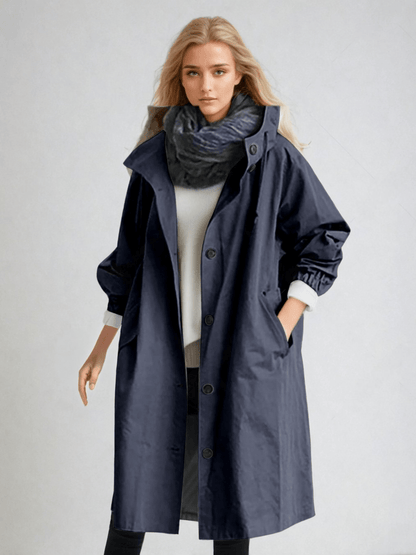 Classic Tailored Trench Coat for Effortless Everyday Style — Navy Blue