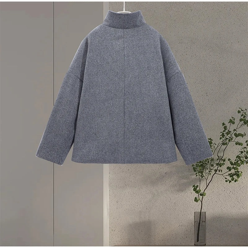 Women's Double-Breasted High Neck Tailored Short Coat