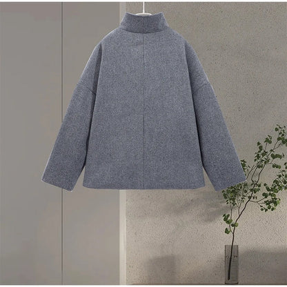 Women's Double-Breasted High Neck Tailored Short Coat