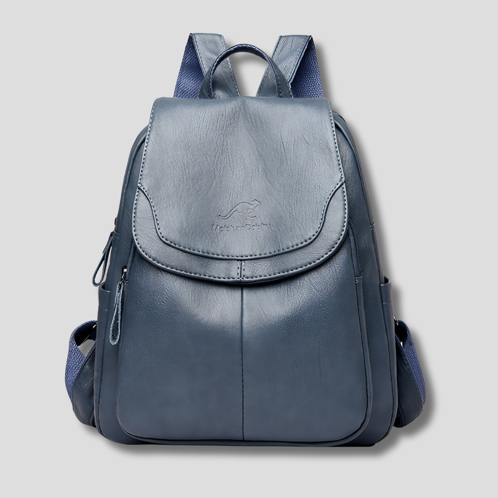 Embossed Leather-Look -Theft Backpack for Everyday Ease — Light Blue