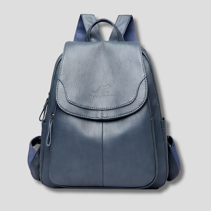 Embossed Leather-Look -Theft Backpack for Everyday Ease — Light Blue