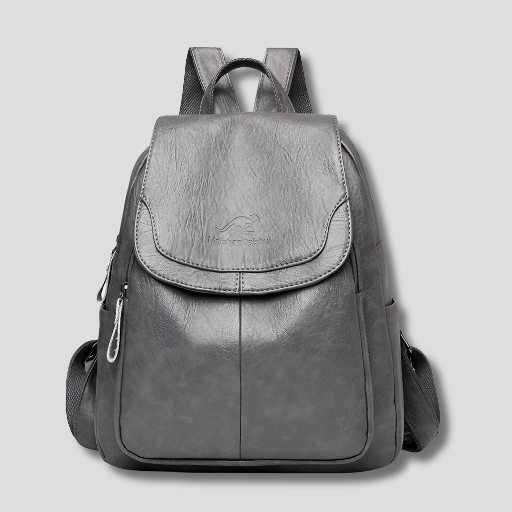 Embossed Leather-Look -Theft Backpack for Everyday Ease — Gray