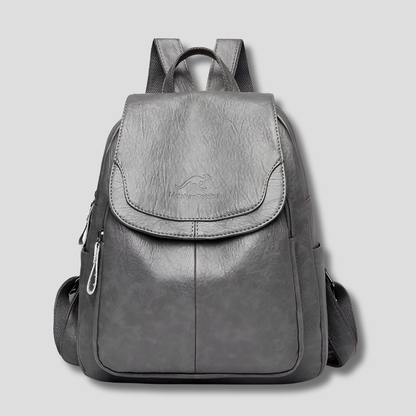 Embossed Leather-Look -Theft Backpack for Everyday Ease — Gray