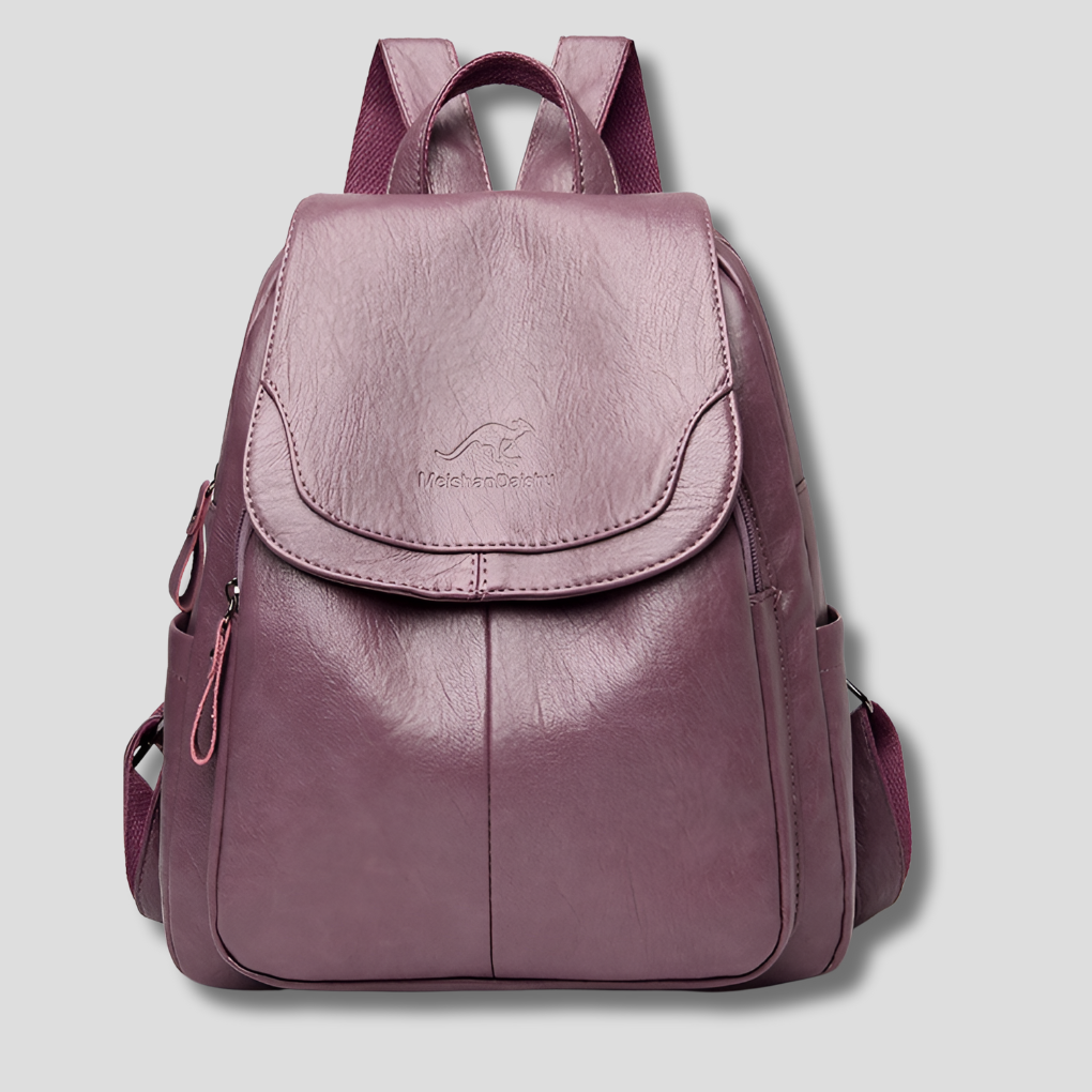 Embossed Leather-Look -Theft Backpack for Everyday Ease — Purple