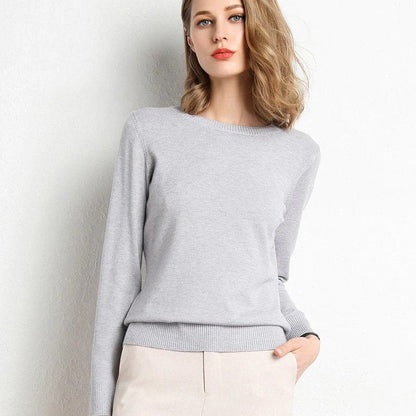 Classic Knit Jumper with Round Neckline — Gray