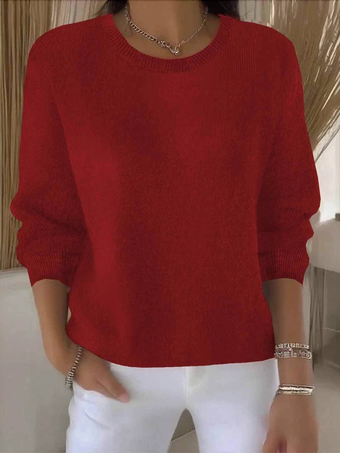 Women's Oversized Knit Round Neck Jumper