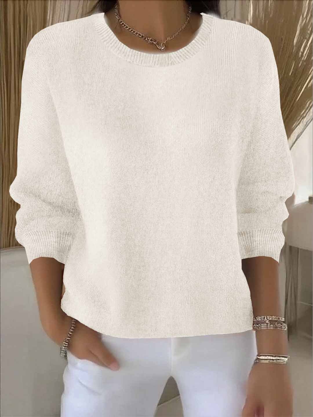 Oversized Knit Round Neck Jumper for Everyday Comfort — Abricot