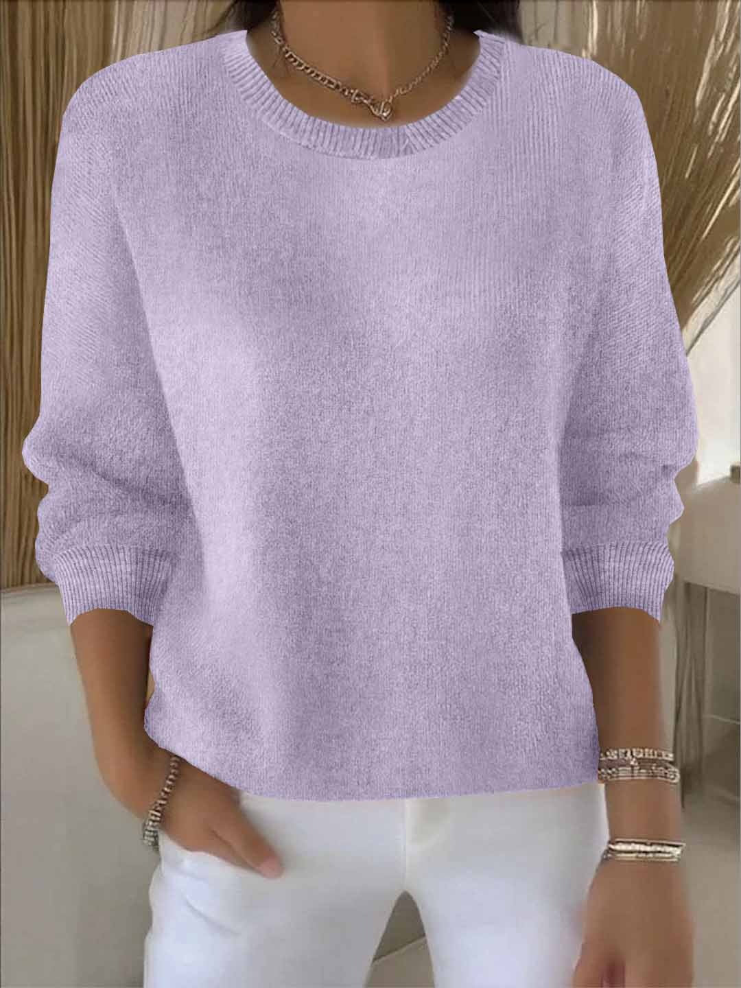 Oversized Knit Round Neck Jumper for Everyday Comfort — Violet Clair