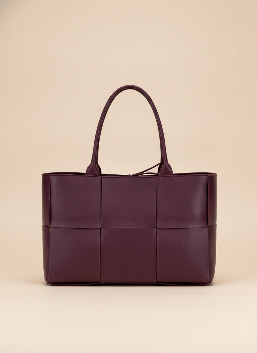 Purple Woven Vegan Leather Tote Bag
